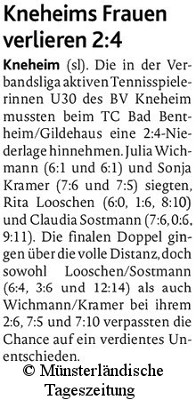 Damen 30: Bentheim/Gildehaus - Kneheim 4:2 (MT 19.11.2015)