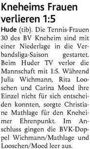 Damen 30: Hude - Kneheim 5:1 (MT 19.05.2022)